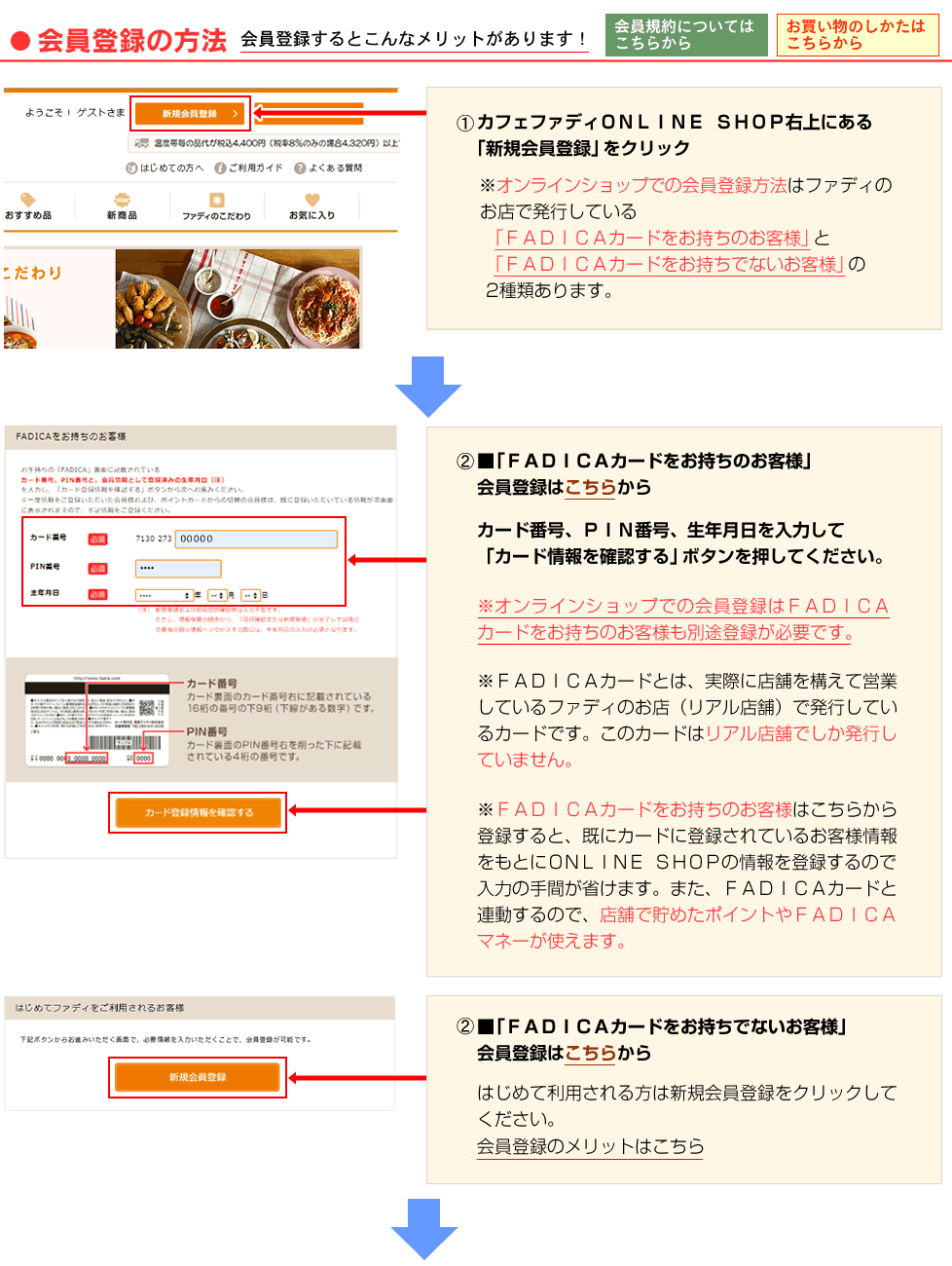 ファディ通販ガイド：会員登録の方法