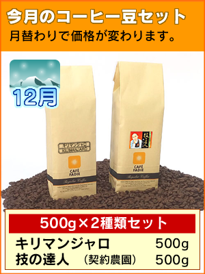 今月のコーヒー豆セット1kg